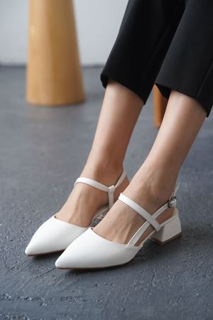 Kadın Franco Kısa Topuklu Ayakkabı - Beyaz