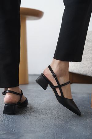 Kadın Franco Kısa Topuklu Ayakkabı - siyah-deri