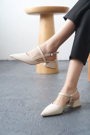 Kadın Franco Kısa Topuklu Ayakkabı - Ten Deri