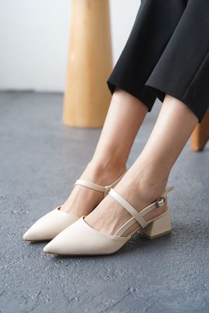 Kadın Franco Kısa Topuklu Ayakkabı - Ten Deri