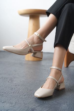 Kadın Kelvin Kısa Topuklu Ayakkabı - Ten-Rugan