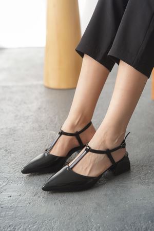 Kadın Moment Kısa Topuku Ayakkabı - siyah-rugan