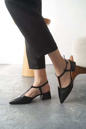 Kadın Moment Kısa Topuku Ayakkabı - siyah-rugan