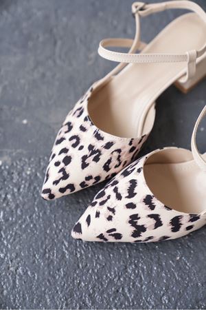 Kadın Franco Kısa Topuklu Ayakkabı - Ten-Leopar