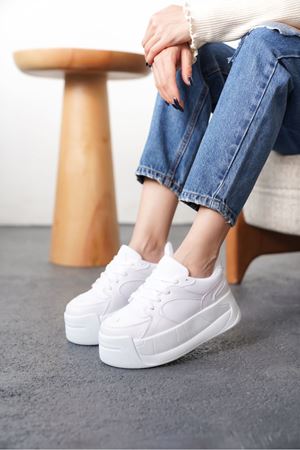 Kadın Gustov Kalın Tabanlı Spor Ayakkabı - Beyaz