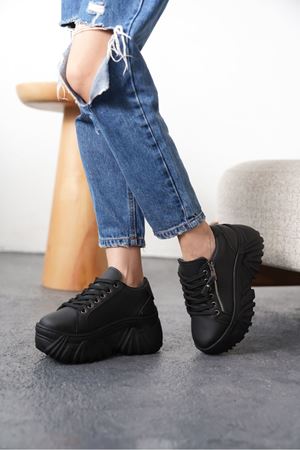 Kadın Jojo Kalın Tabanlı Spor Ayakkabı - Siyah