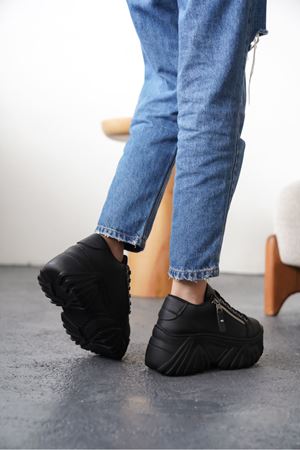 Kadın Jojo Kalın Tabanlı Spor Ayakkabı - Siyah