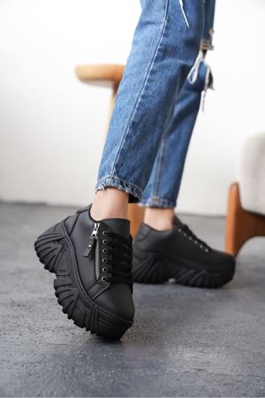 Kadın Jojo Kalın Tabanlı Spor Ayakkabı - Siyah