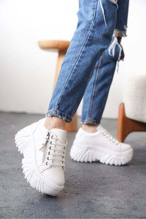 Kadın Jojo Kalın Tabanlı Spor Ayakkabı - Beyaz