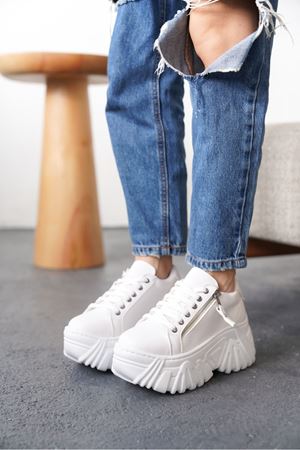 Kadın Jojo Kalın Tabanlı Spor Ayakkabı - Beyaz