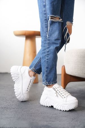 Kadın Jojo Kalın Tabanlı Spor Ayakkabı - Beyaz