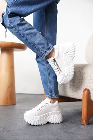 Kadın Jojo Kalın Tabanlı Spor Ayakkabı - Beyaz