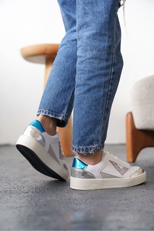 Kadın Mambo Spor Ayakkabı - Beyaz-Gümüş