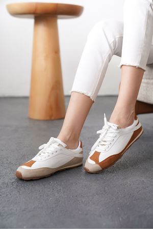 Kadın Boeno Spor Ayakkabı - Beyaz-Kahve