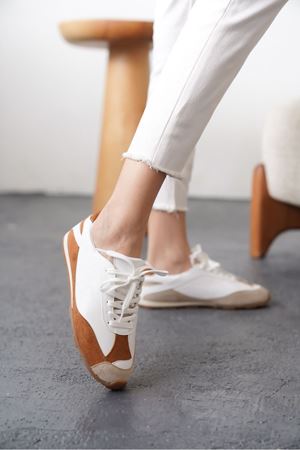 Kadın Boeno Spor Ayakkabı - Beyaz-Kahve