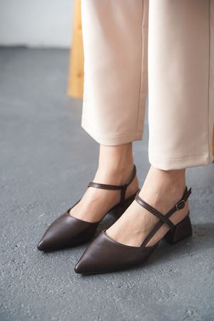 Kadın Franco Kısa Topuklu Ayakkabı - Kahve