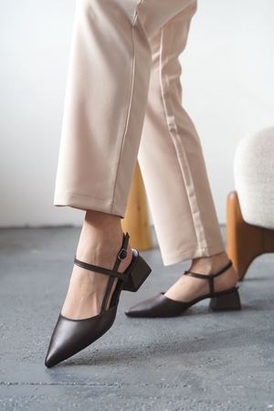 Kadın Franco Kısa Topuklu Ayakkabı - Kahve