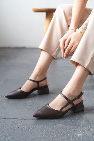 Kadın Franco Kısa Topuklu Ayakkabı - Kahve