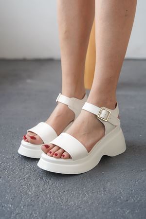 Kadın Silva Kalın Tabanlı Sandalet - Beyaz