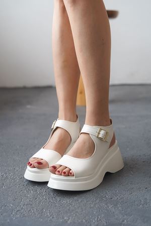 Kadın Alex Kalın Tabanlı Sandalet - Beyaz