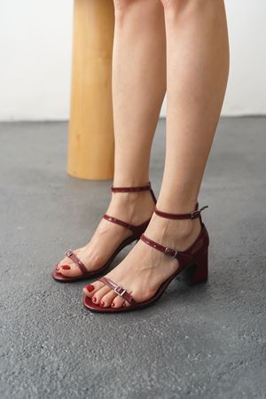 Kadın Cobes Kısa Topuklu Ayakkabı - Bordo-Rugan