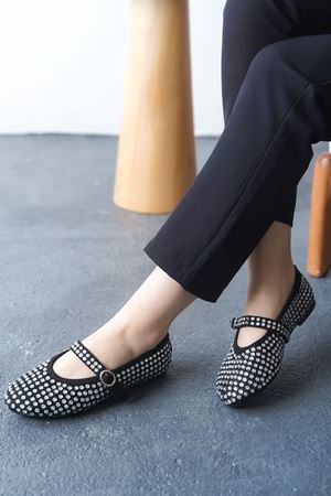 Kadın Zeyna Taşlı Babet - Siyah