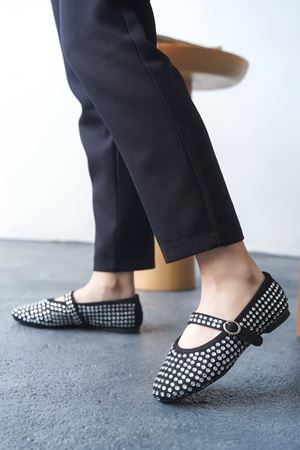 Kadın Zeyna Taşlı Babet - Siyah