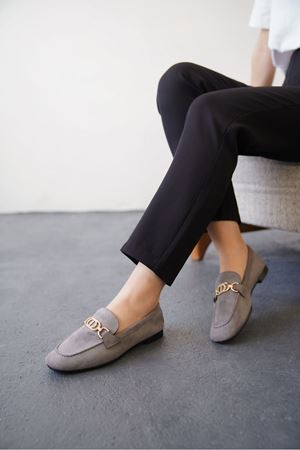 Kadın Nicol Tokalı Düz Babet - Gri