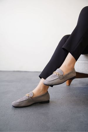 Kadın Nicol Tokalı Düz Babet - Gri