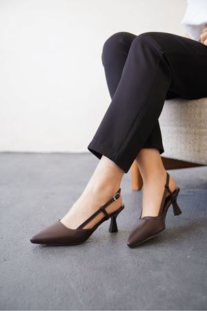 Kadın Erica Topuklu Ayakkabı - Kahve-Deri