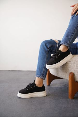 Kadın Blade Keten Yazlık Spor Ayakkabı - Siyah