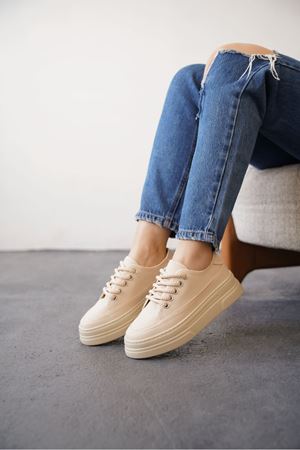 Kadın Blade Keten Yazlık Spor Ayakkabı - Ten