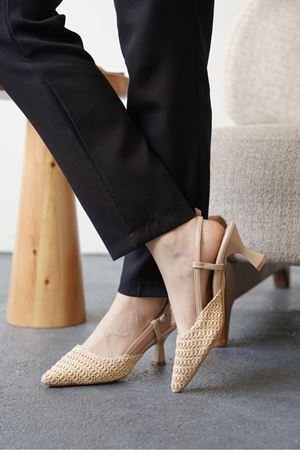 Kadın Erica Topuklu Ayakkabı - Hasır-Desenli