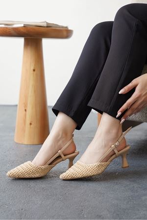 Kadın Erica Topuklu Ayakkabı - Hasır-Desenli