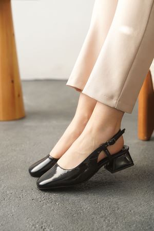 Kadın Pogba Kısa Topuklu Ayakkabı - siyah-rugan