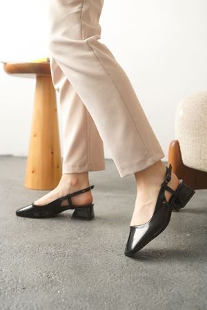 Kadın Pogba Kısa Topuklu Ayakkabı - siyah-rugan