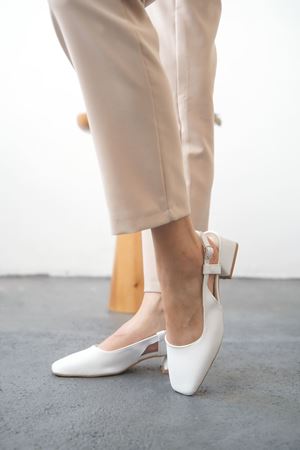 Kadın Pogba Kısa Topuklu Ayakkabı - Beyaz