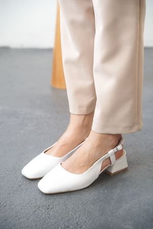 Kadın Pogba Kısa Topuklu Ayakkabı - Beyaz