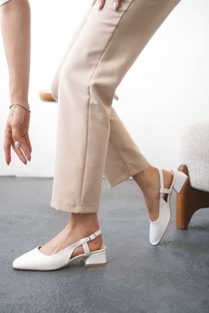 Kadın Pogba Kısa Topuklu Ayakkabı - Beyaz