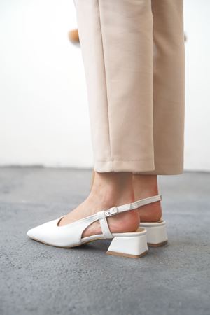 Kadın Pogba Kısa Topuklu Ayakkabı - Beyaz