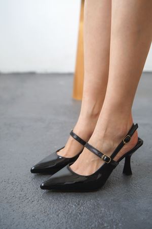 Kadın Despero Tokalı Topuklu Ayakkabı  - siyah-rugan