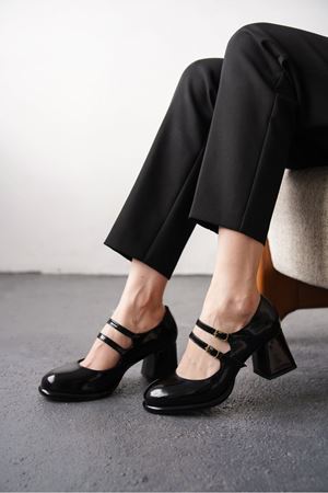 Kadın Gomes Platform Topuklu Ayakkabı - siyah-rugan