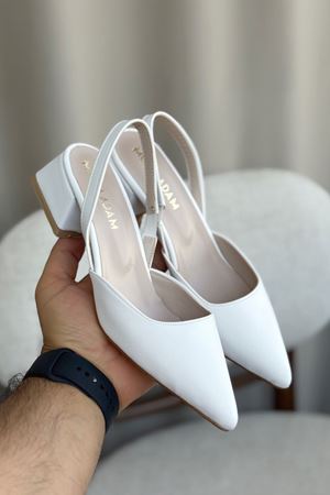 Kadın Monaco Kısa Topuklu Ayakkabı - Beyaz