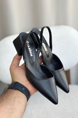 Kadın Monaco Kısa Topuklu Ayakkabı - siyah-deri