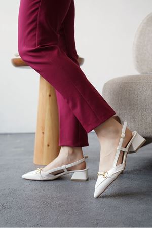 Kadın Goches Kısa Topuklu Ayakkabı - Beyaz