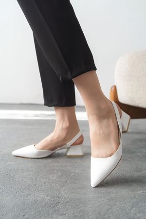Kadın Monaco Kısa Topuklu Ayakkabı - Beyaz