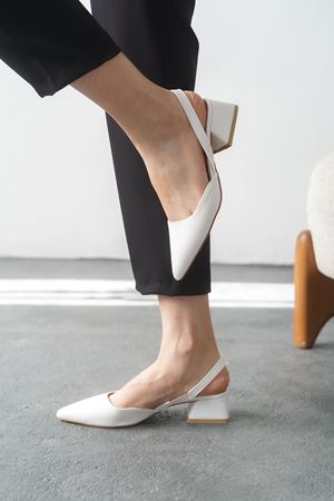 Kadın Monaco Kısa Topuklu Ayakkabı - Beyaz