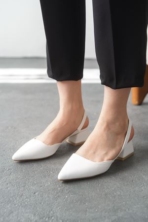 Kadın Monaco Kısa Topuklu Ayakkabı - Beyaz