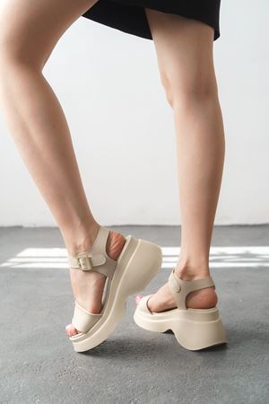 Kadın Silva Kalın Tabanlı Sandalet - Ten Deri