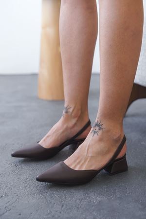 Kadın Monaco Kısa Topuklu Ayakkabı - Kahve